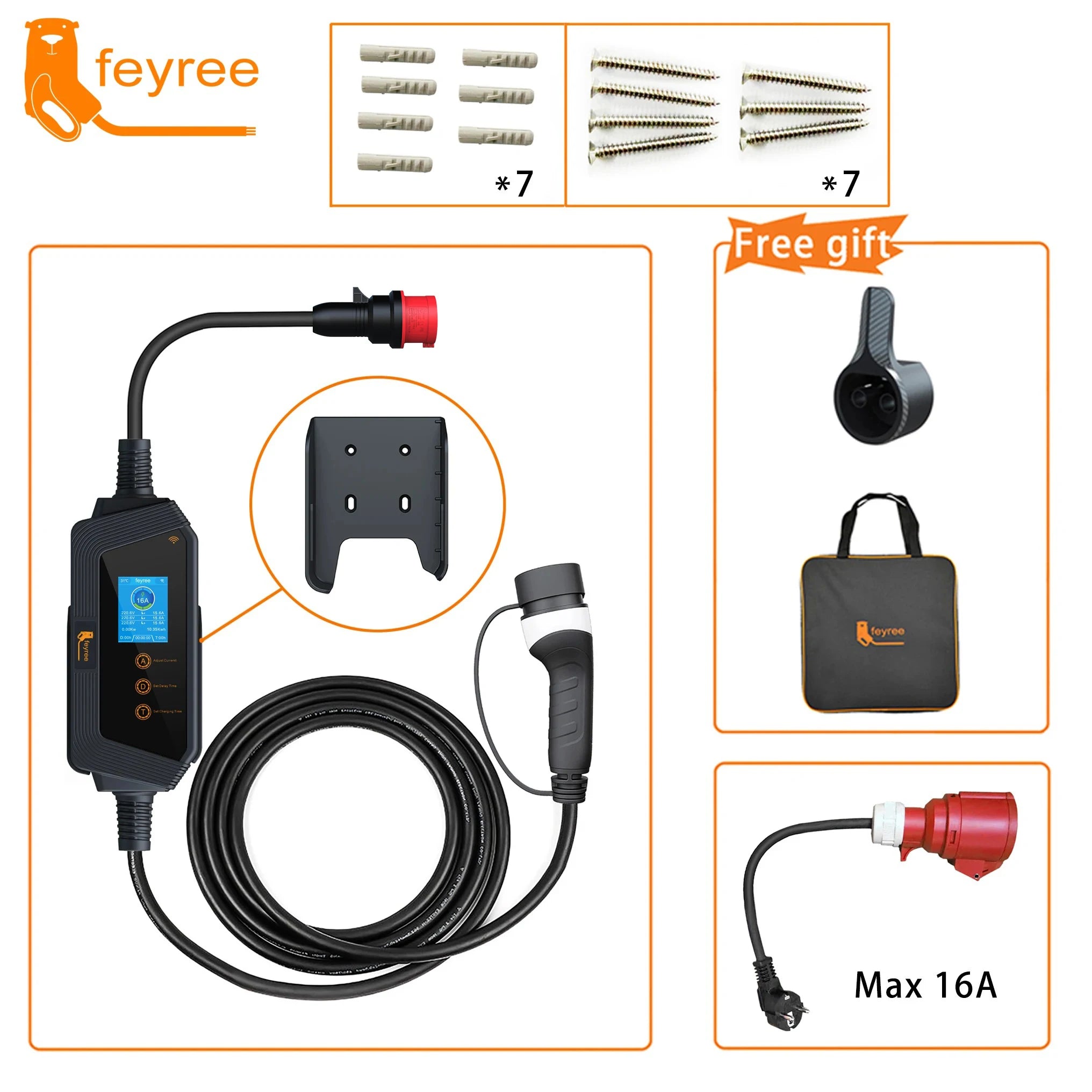11KW Portable EV Charger Type 2, Wi-Fi App Control, 16A Fast Charging - 35