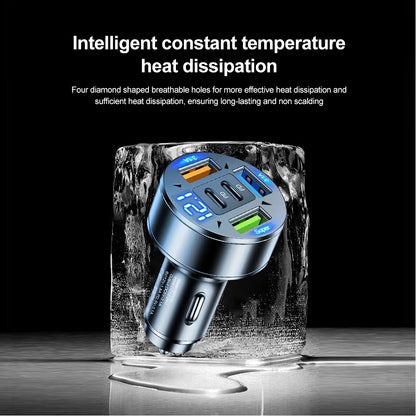 250W 5-Port Fast Car Charger - PD QC3.0 USB-C Multi-Device Adapter