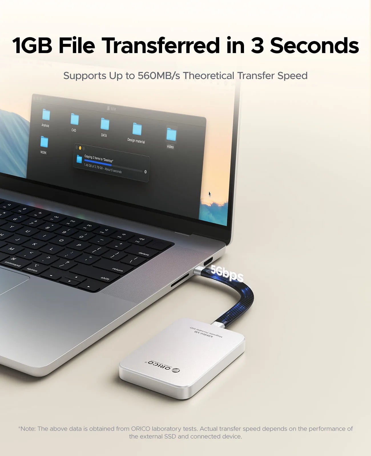 ORICO K5MINI Portable SSD 480GB - High-Speed External Drive for iPhone - 4