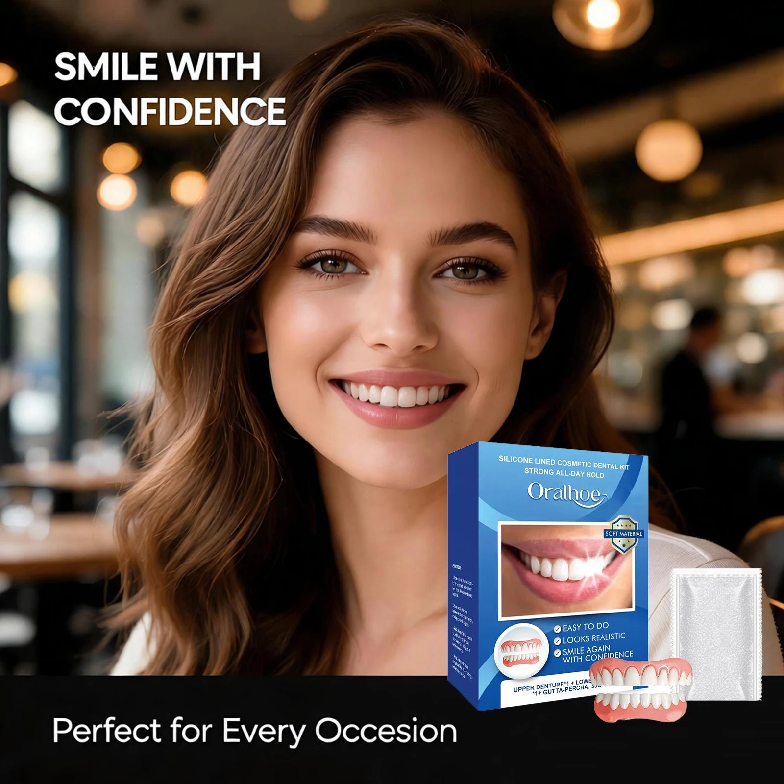 Cosmetic Dental Kit - Instant Realistic Upper and Lower Veneers for a Confident Smile - 3