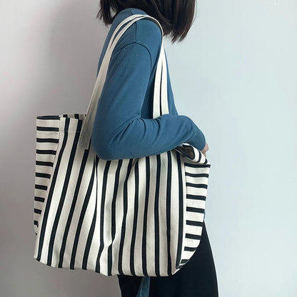 Luxury Striped Canvas Beach Tote