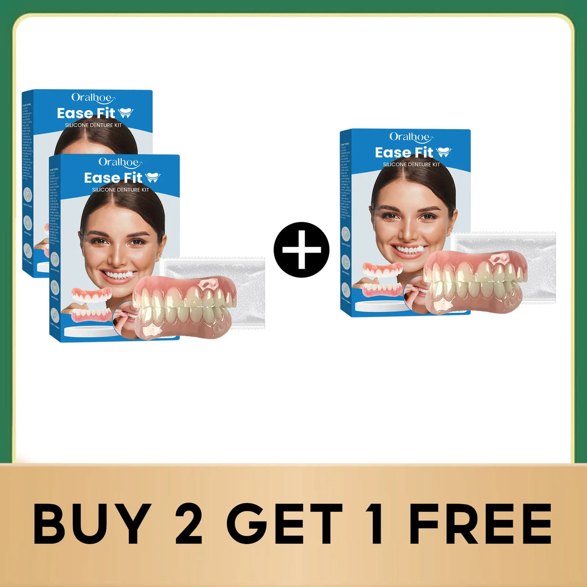 Comfortable Silicone Denture Set for Natural Looking Smile and Improved Chewing