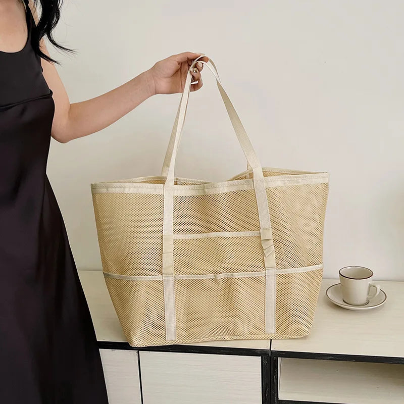 Luxury Canvas Mesh Beach Tote