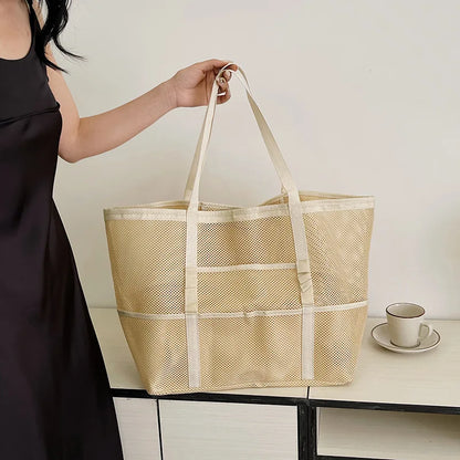 Luxury Canvas Mesh Beach Tote