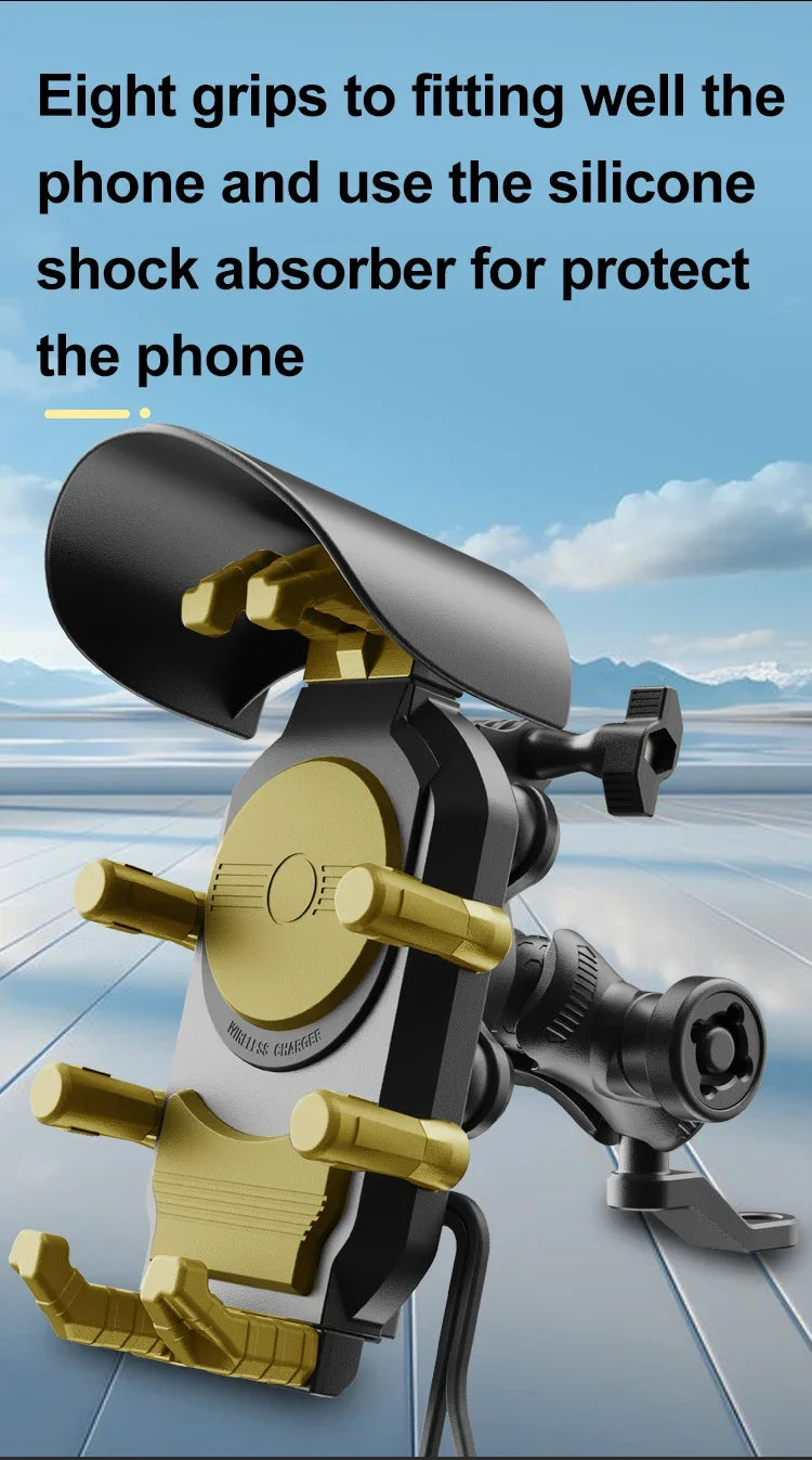 Motorcycle Phone Mount with 15W Wireless & 30W USB-C Fast Charger - 13