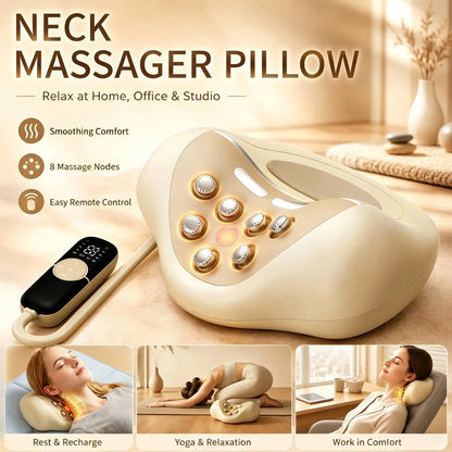4-in-1 Electric Neck Massager Pillow with Air-Cushion Traction & Heat Therapy
