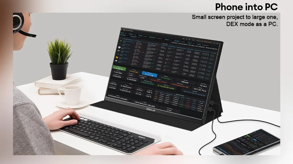 16" Portable Monitor 1200P FHD IPS Travel Display for Laptop & Gaming - 12