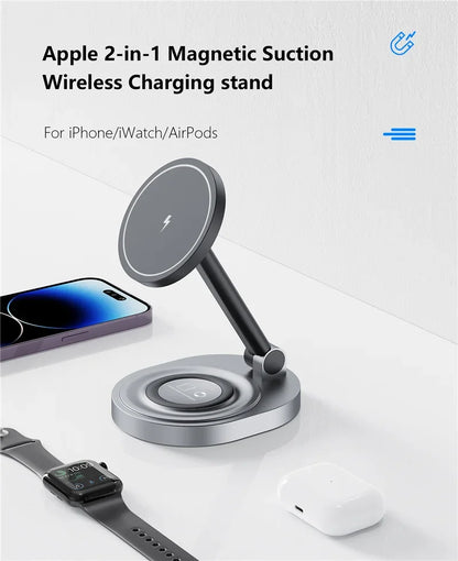 2-in-1 Foldable Magnetic Wireless Charging Station for iPhone & Apple Watch