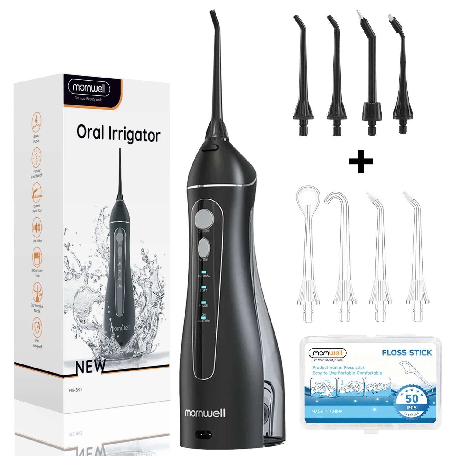 Portable Cordless Water Flosser - Rechargeable Oral Irrigator with 4 Cleaning Modes - 13