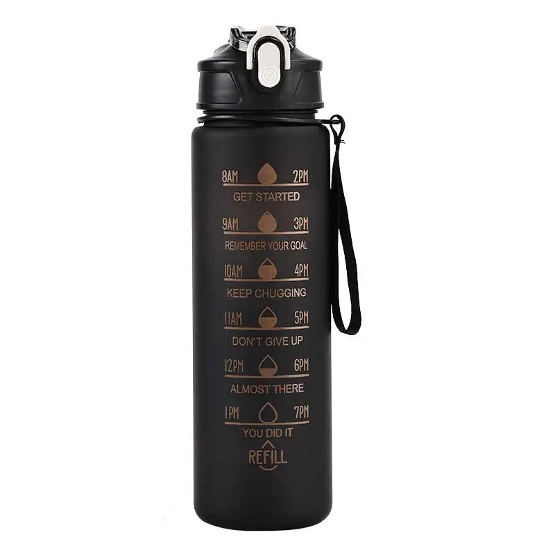 Motivational 750ml Sports Water Bottle with Time Marker & Leak-Proof Straw - 50