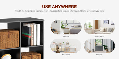 9-Cube Wooden Storage Organizer - Modern Open Bookshelf & Display Unit