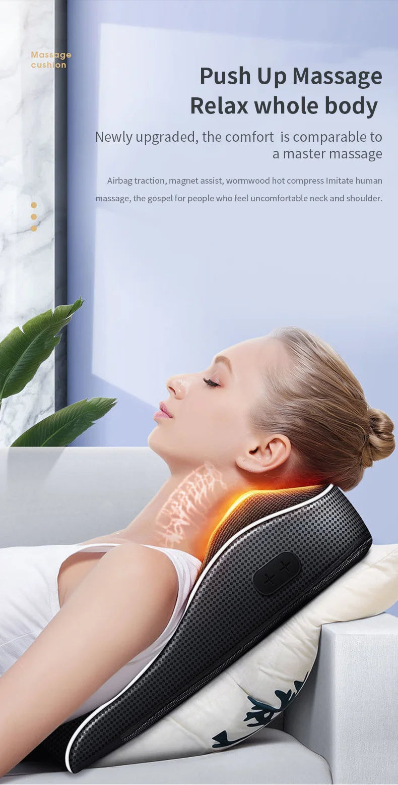 Electric Neck & Back Massage Pillow with Heat & Deep Tissue Kneading