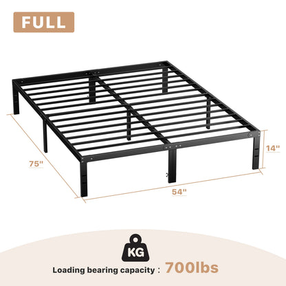 Heavy-Duty Metal Platform Bed Frame - Sturdy Steel Slat Support