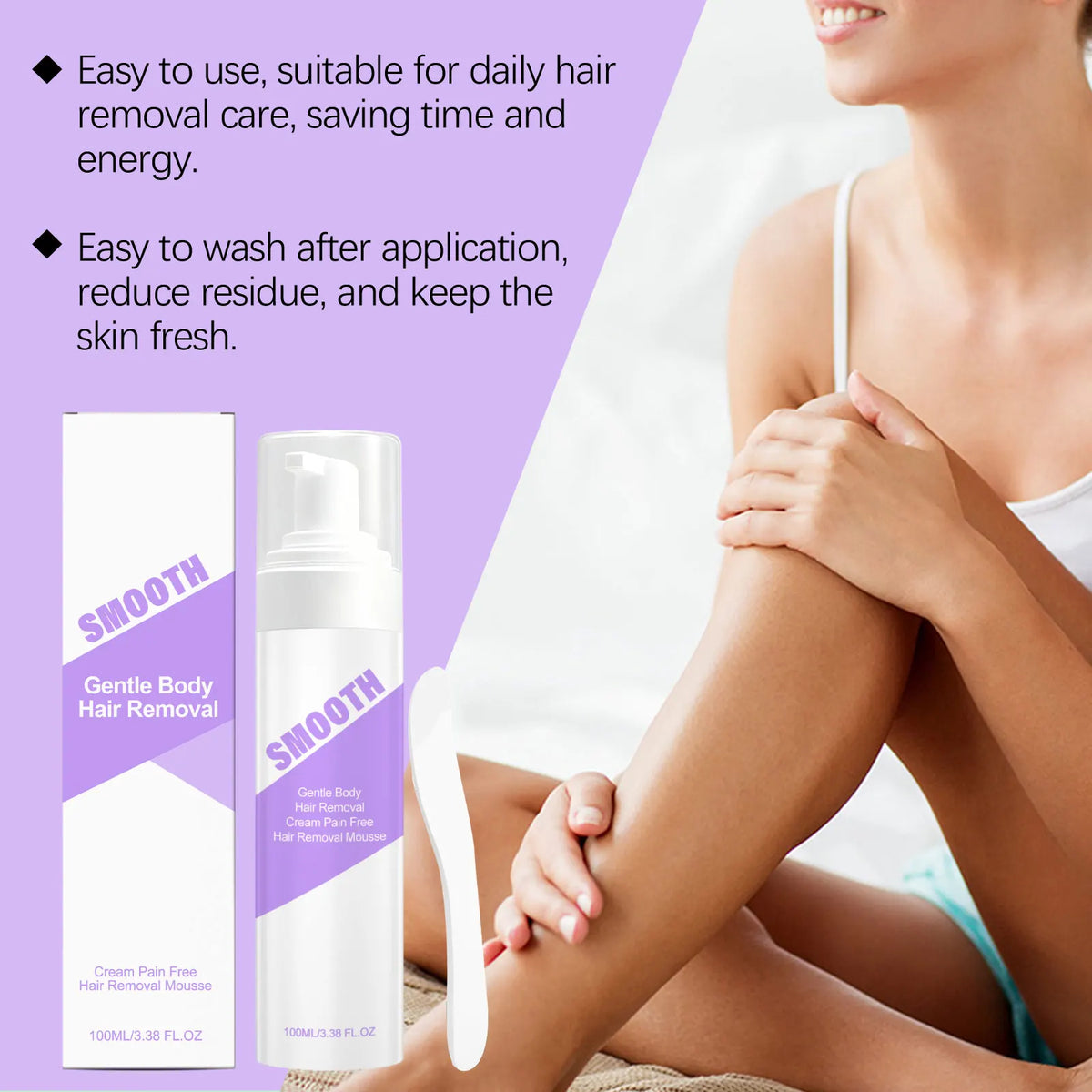 Painless Hair Removal Mousse Spray for Smooth Skin - Gentle Depilatory Foam