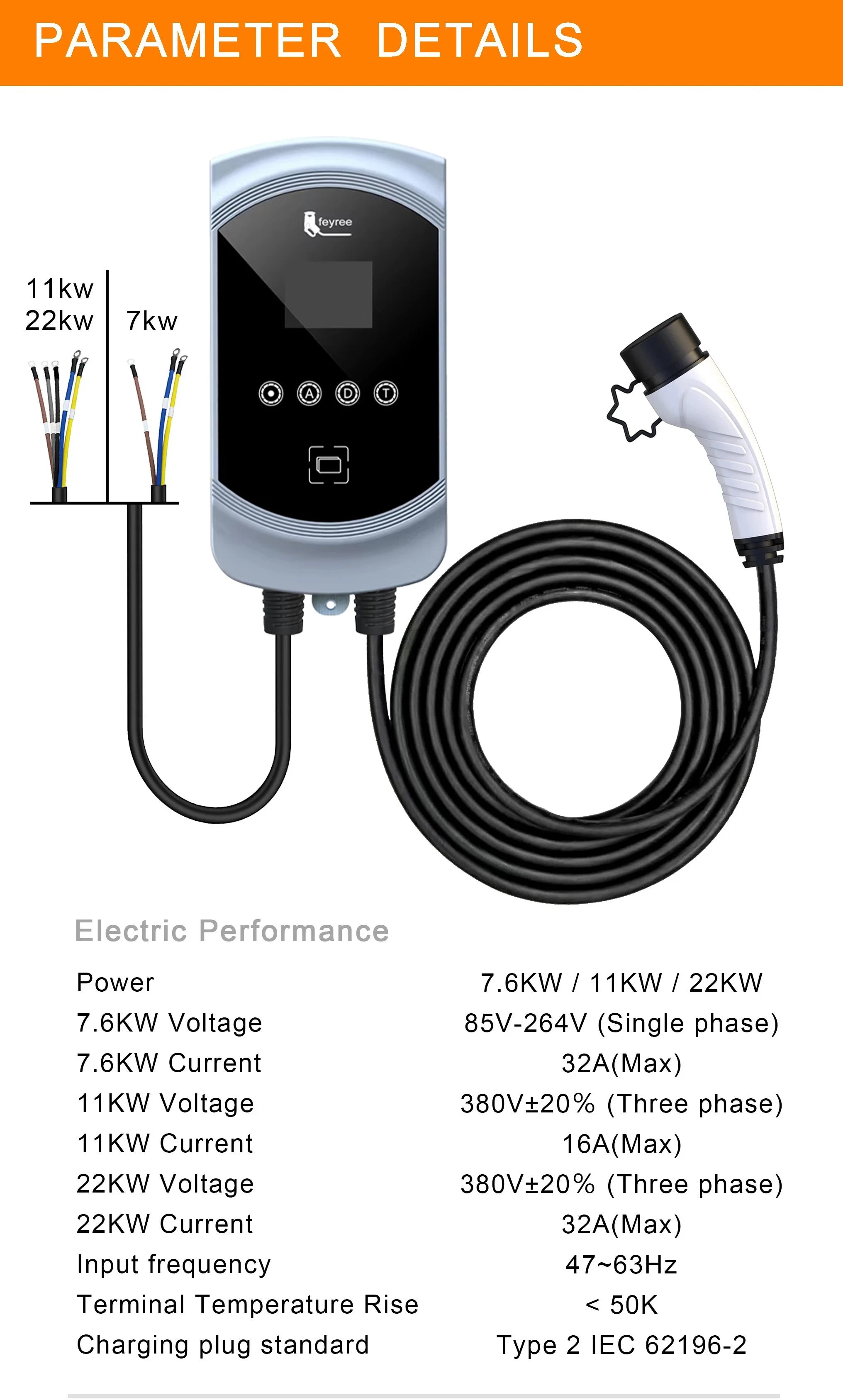 Smart EV Home Charging Station 7.6KW-22KW with WiFi App & RFID Control - 28