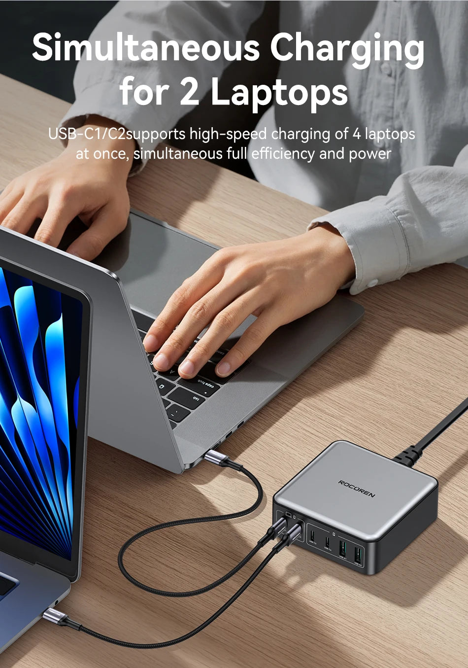200W GaN 6-Port Desktop Fast Charger - PD USB-C Power Station - 10