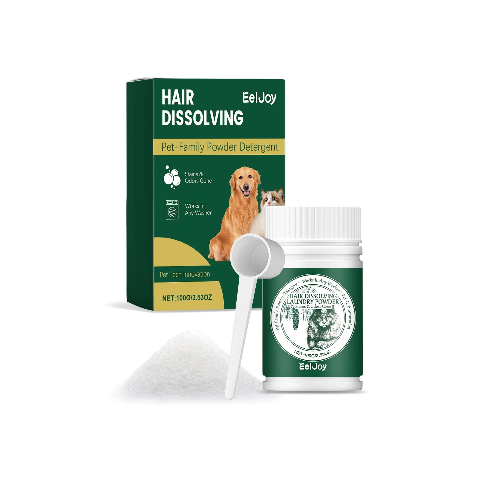 Pet Hair Dissolving Laundry Detergent Powder for Deep Cleaning & Odor Removal - 7