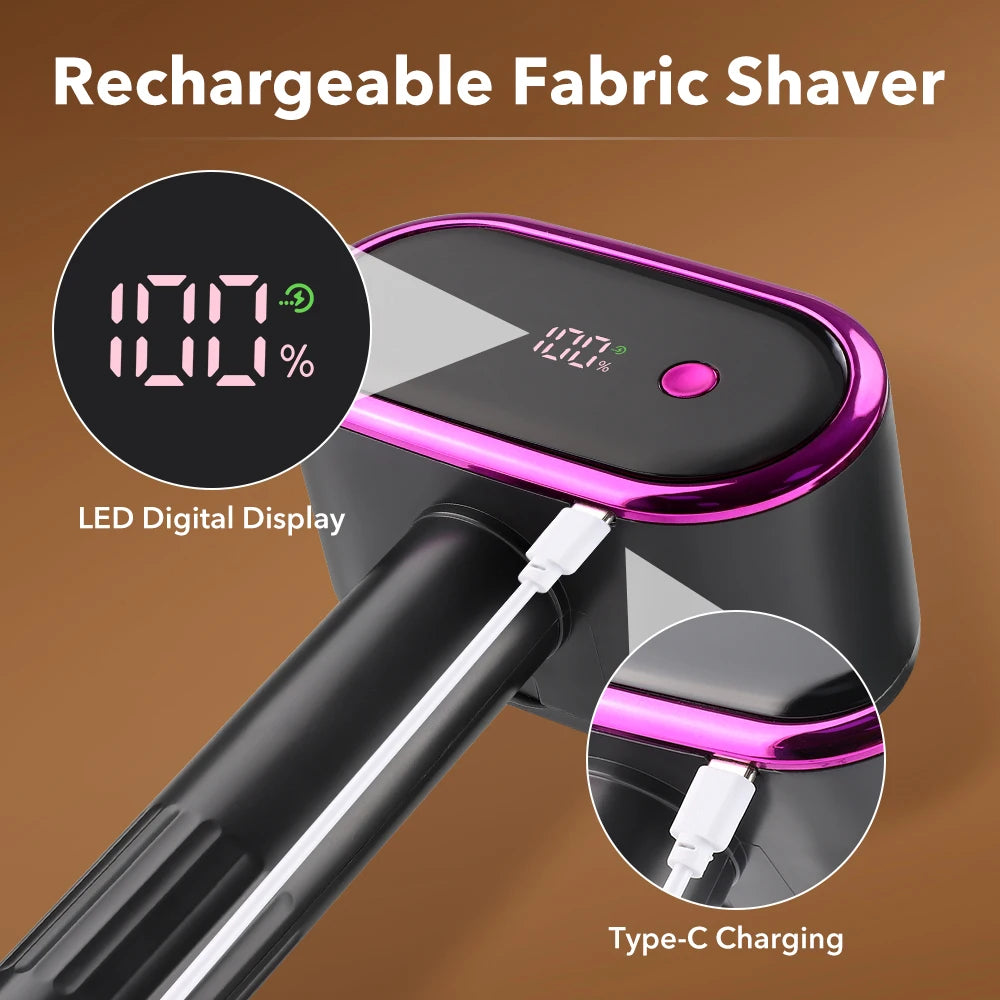 Electric Fabric Shaver - Portable Lint Remover with 5-Speed LED Display - 13