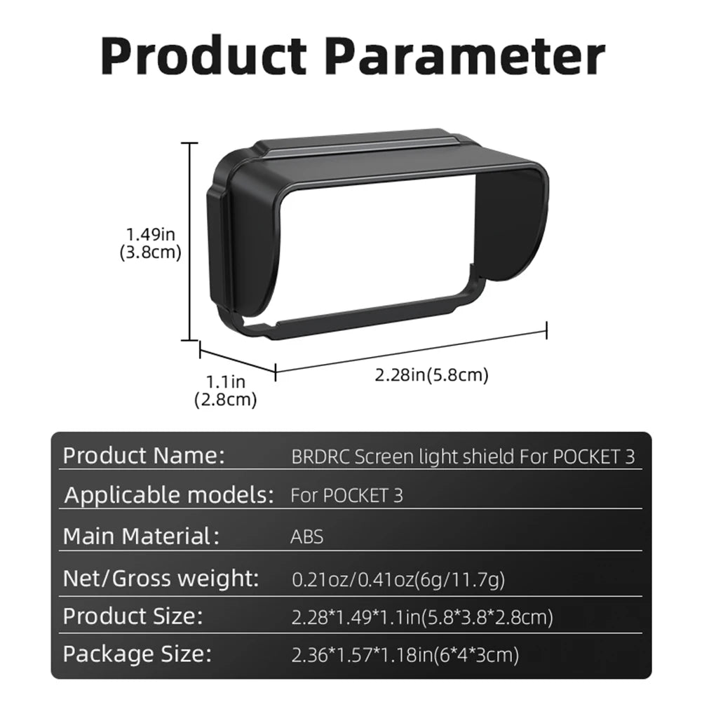 Sun Shade for DJI Osmo Pocket 3 - Anti-Glare Screen Hood & Light Shield - 6