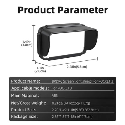 Sun Shade for DJI Osmo Pocket 3 - Anti-Glare Screen Hood & Light Shield