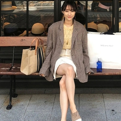 Luxury Striped Canvas Bucket Bag