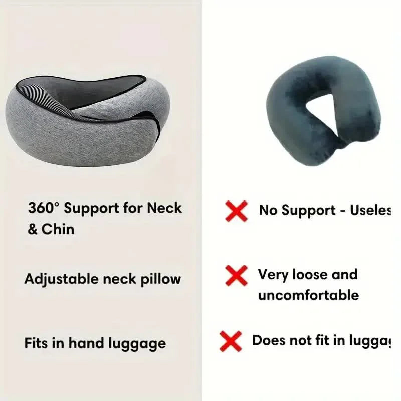 Travel Neck Pillow: Ergonomic Memory Foam U-Shaped Support for Deep Sleep