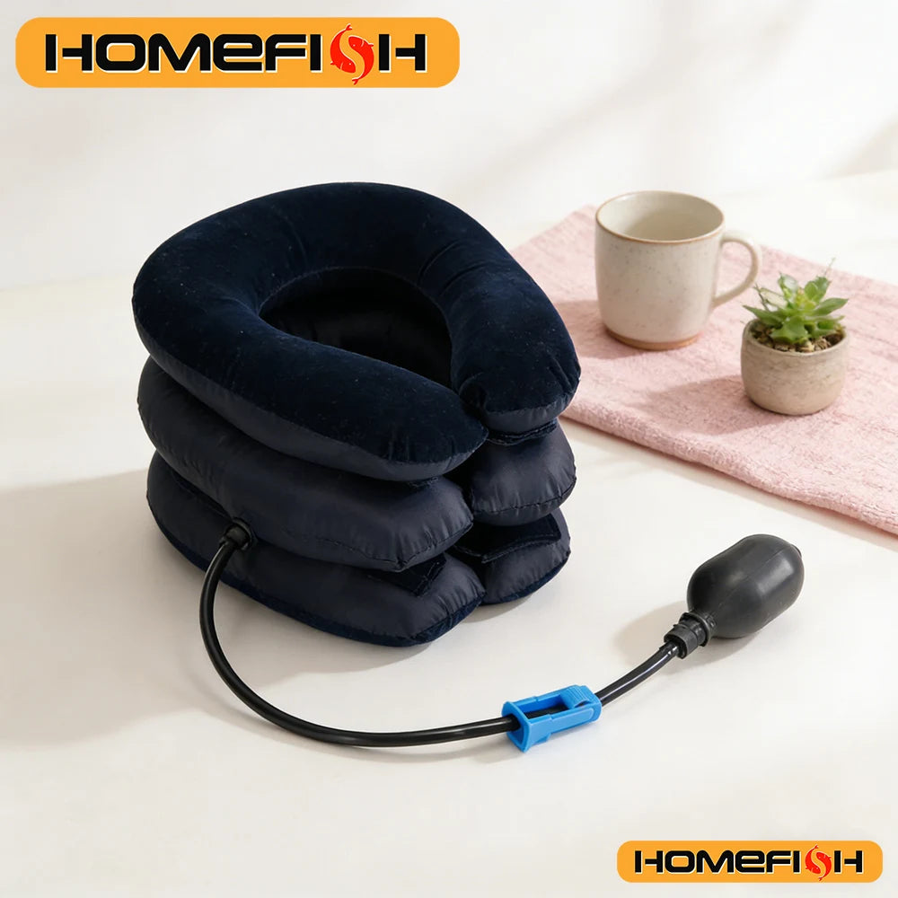 Inflatable Cervical Neck Traction Collar & Pain Relief Stretcher