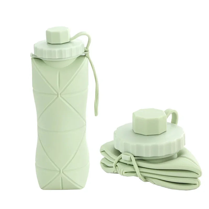 600ml Portable Collapsible Silicone Water Bottle - Foldable Travel Cup