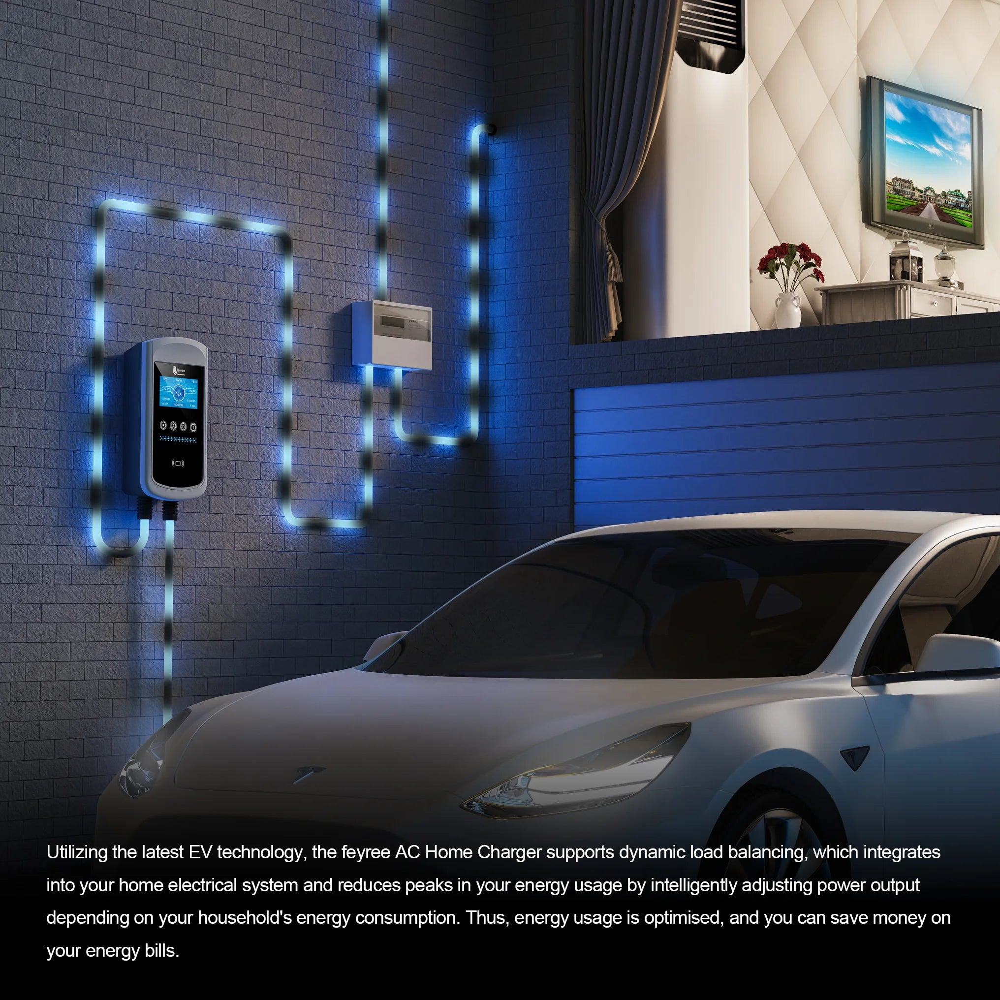 Feyree Smart EV Charging Station - WiFi App Control & Dynamic Load Balancing - 13