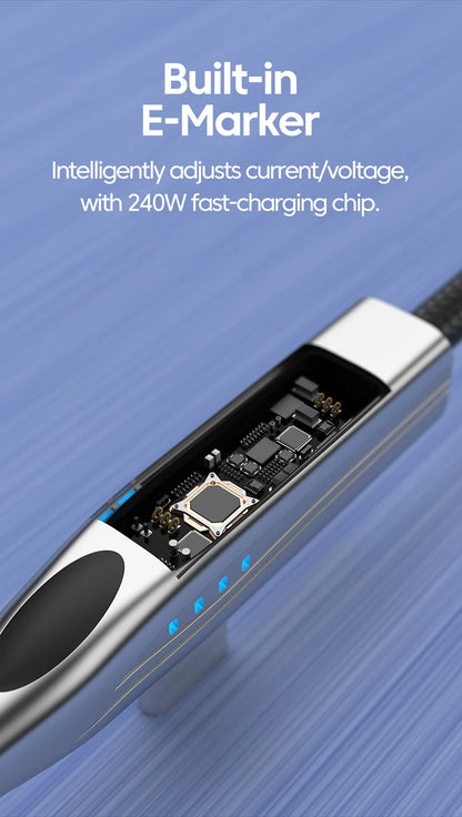 240W USB-C to USB-C Fast Charging Cable - 90 Degree Elbow for Gaming