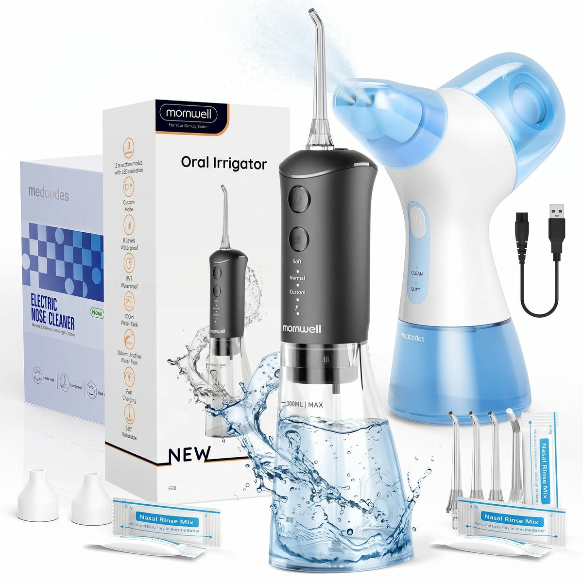 Portable Electric Nasal Irrigation & Oral Irrigator Combo Set