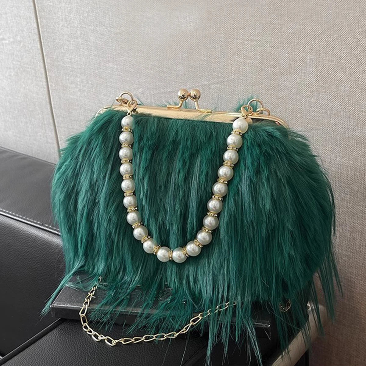Luxury Plush Pearl Handbag
