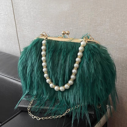 Luxury Plush Pearl Handbag