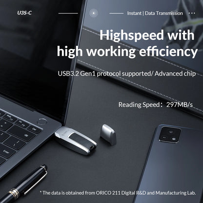 ORICO High-Speed Metal & Leather USB 3.2 Flash Drive - Portable Storage