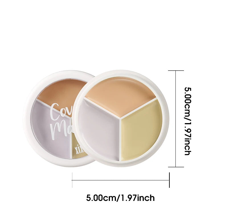 3-Color Cream Concealer Palette for Flawless Skin & Dark Circles - 20