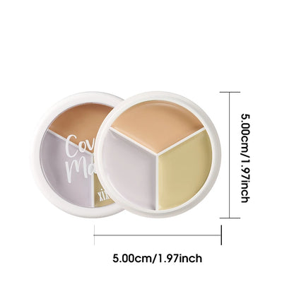 3-Color Cream Concealer Palette for Flawless Skin & Dark Circles