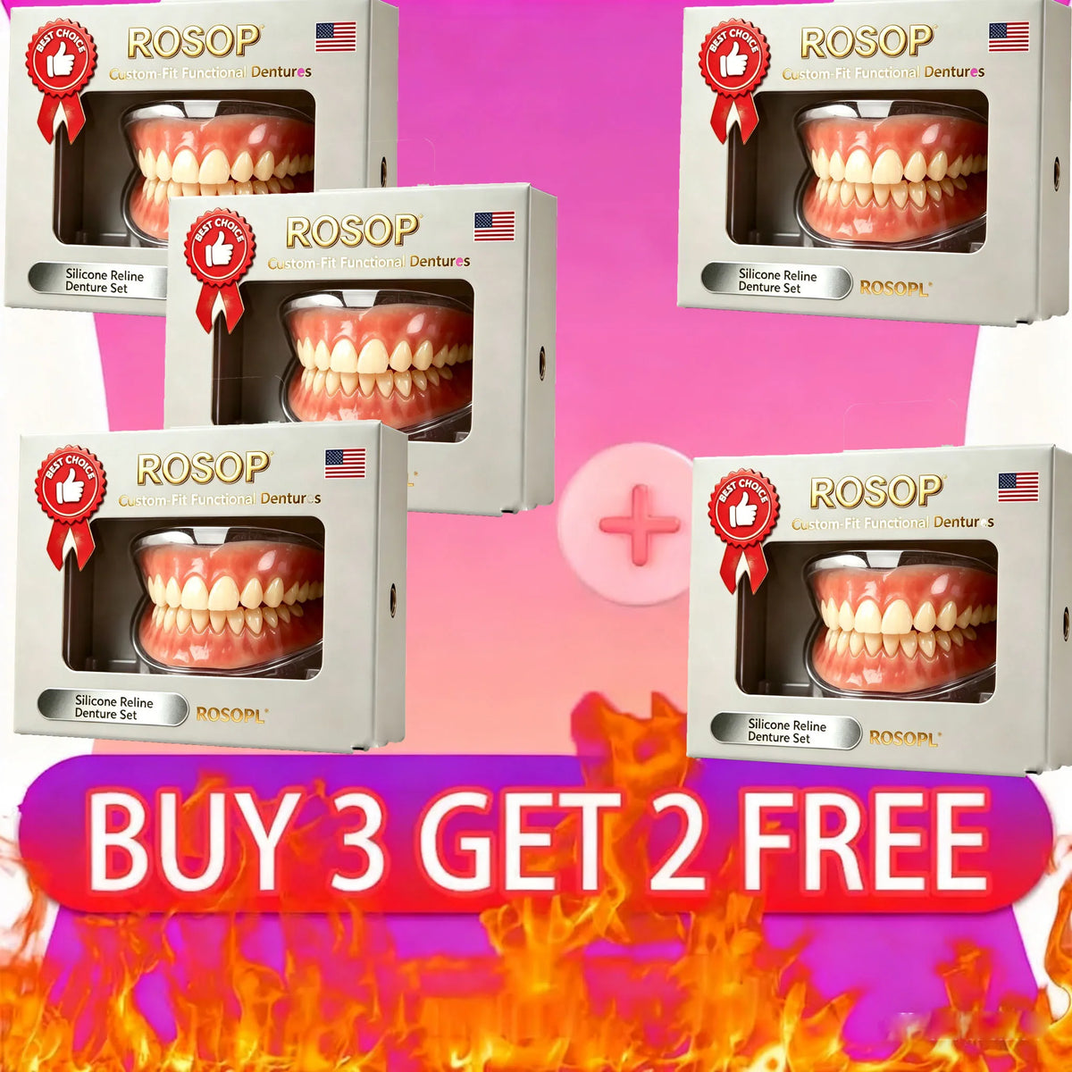 Comfort-Fit Silicone Denture Set for Men & Women - Natural Looking Full Teeth Replacement
