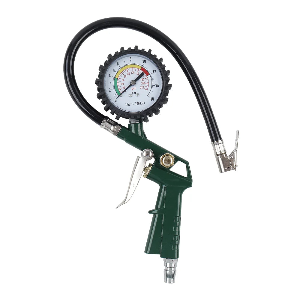 3-in-1 Tire Pressure Gauge Inflator Gun for Air Compressor - 220 PSI - 15