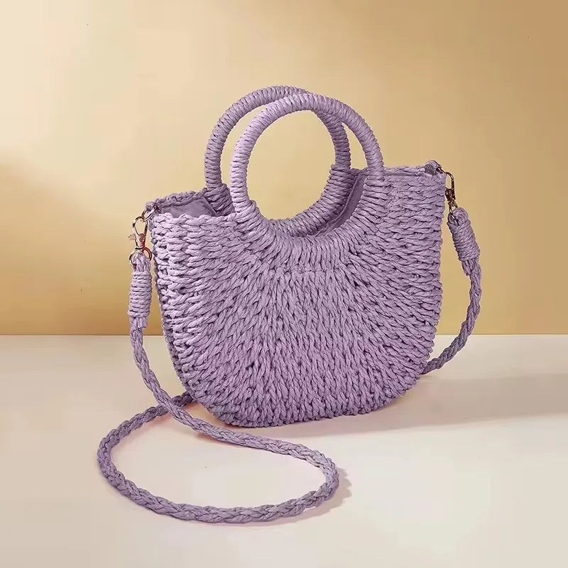 Luxury Orange Straw Handbag