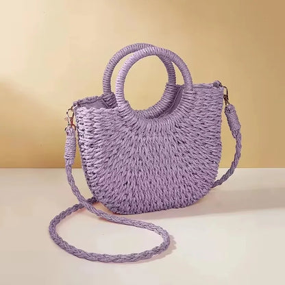 Luxury Orange Straw Handbag