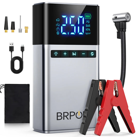6000A Car Jump Starter with 180PSI Air Compressor, 26800mAh Portable Power