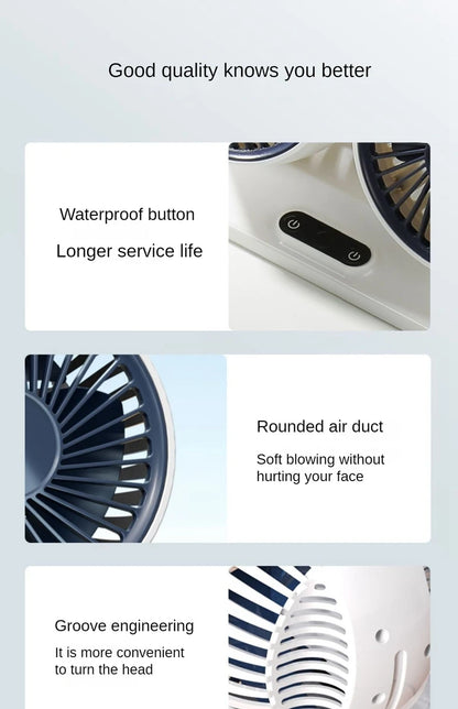 Dual Head USB Car Fan - 3-Speed 360° Adjustable Dashboard Fan