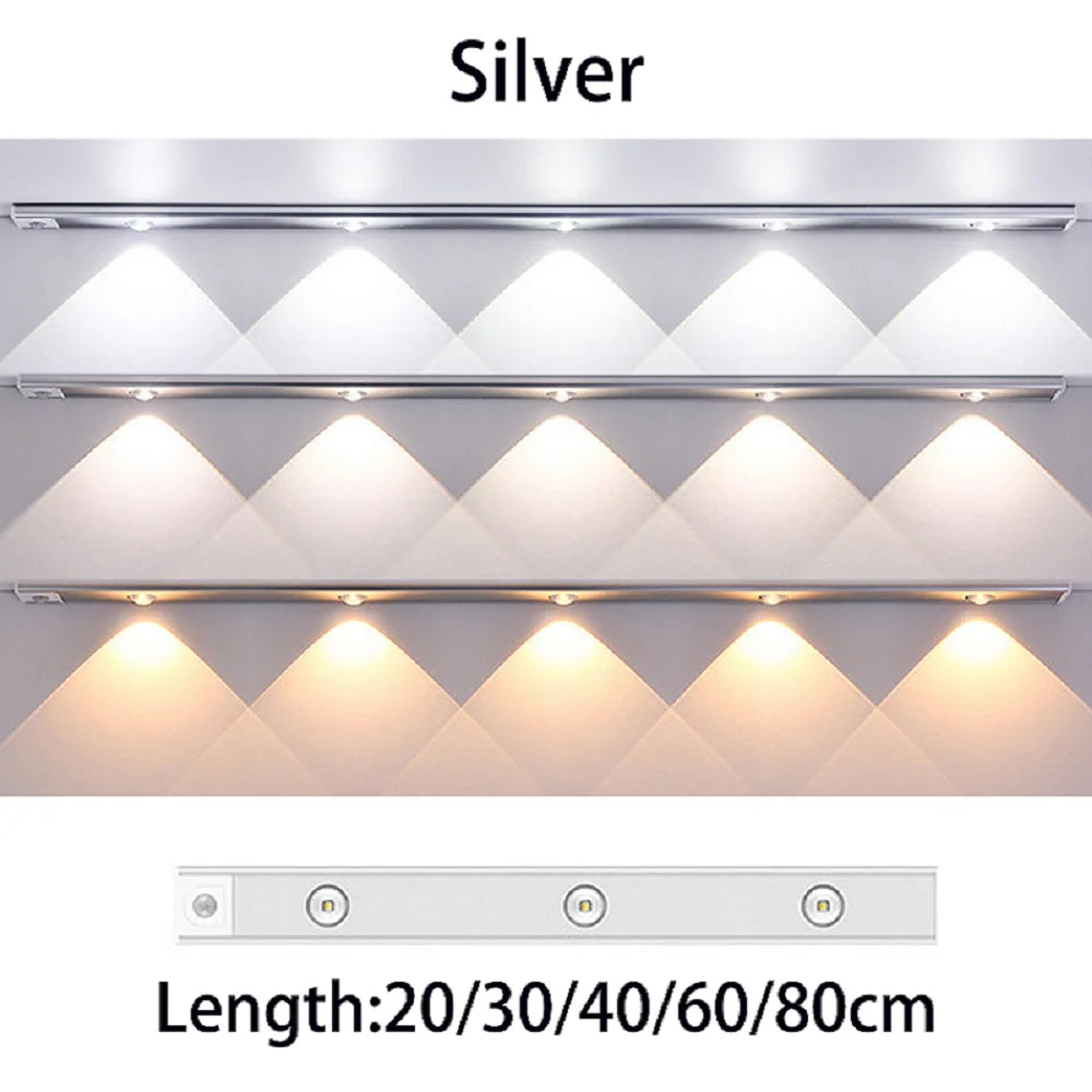Ultra-Thin Motion Sensor LED Cabinet Light - Rechargeable Closet & Kitchen Under Counter Lamp - 19