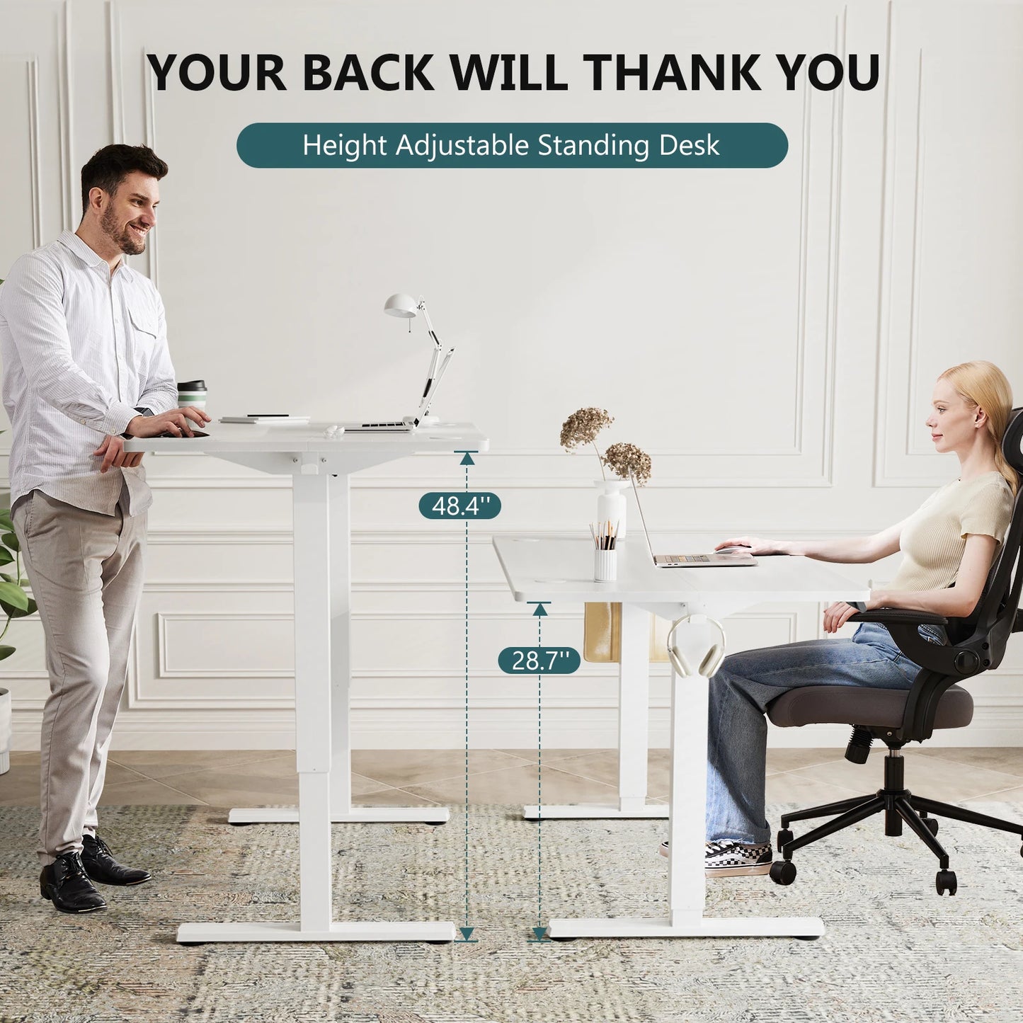 63" Electric Standing Desk - Ergonomic Adjustable Sit-Stand Office Table