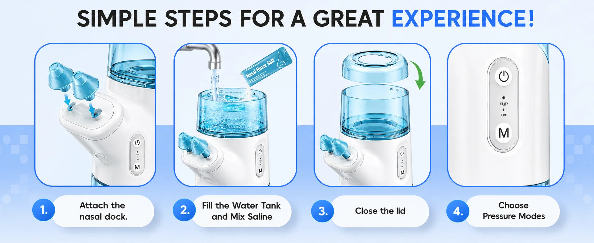 Portable Electric Nasal Irrigator - Rechargeable Sinus Rinse Device - 15