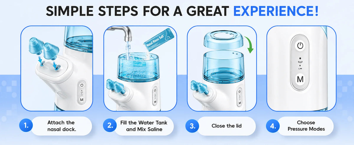 Portable Electric Nasal Irrigator - Rechargeable Sinus Rinse Device