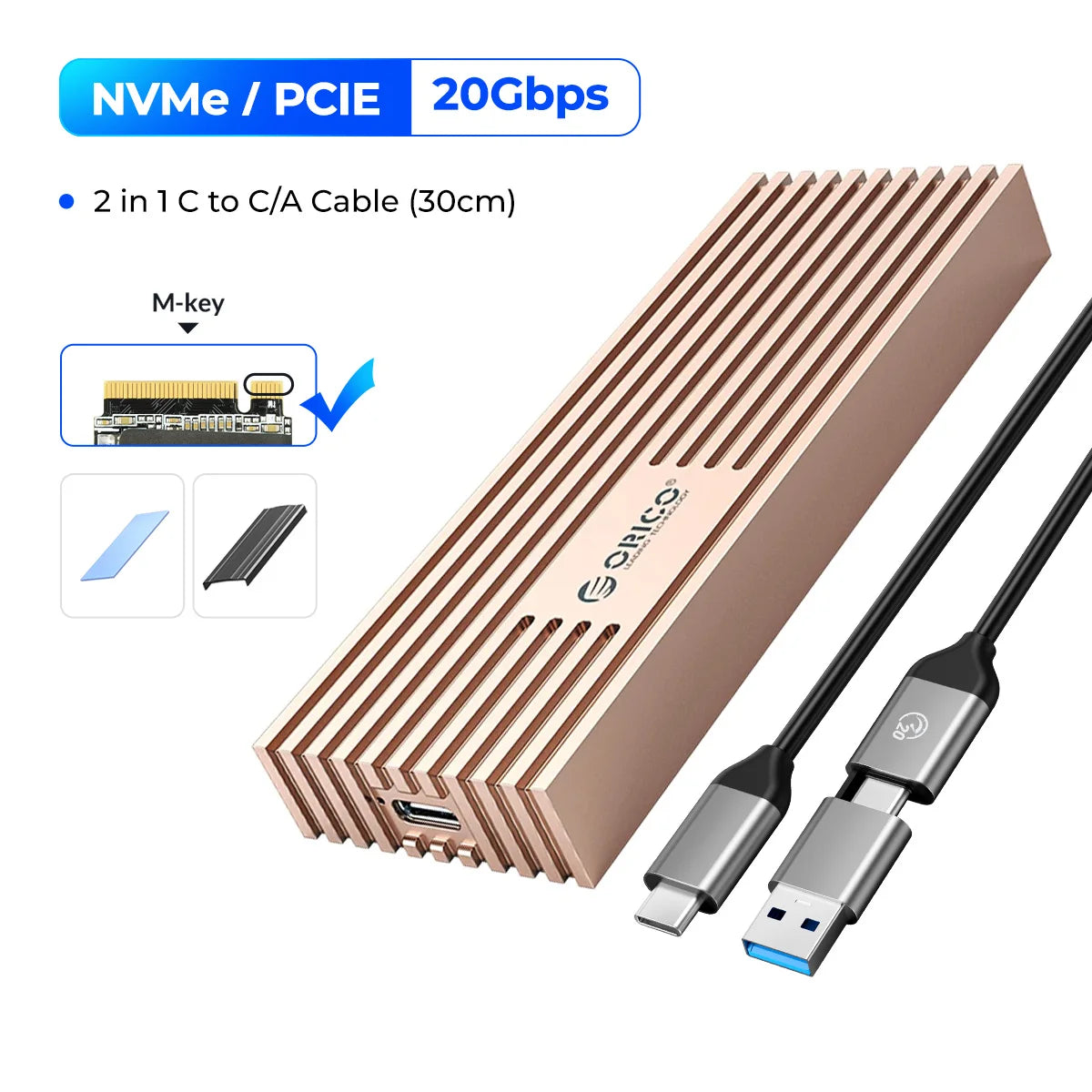 ORICO NVMe M.2 SSD Enclosure 40Gbps USB4 External Case for PCIe SSD