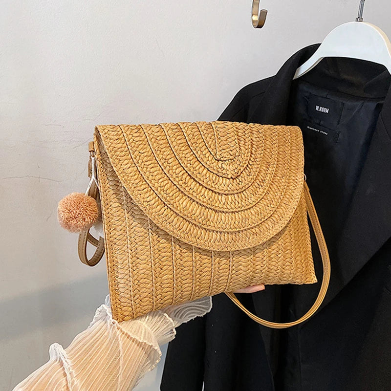 Luxury Woven Summer Straw Clutch