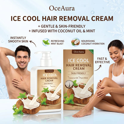 Ice Cool Painless Hair Removal Cream with Coconut Oil & Mint