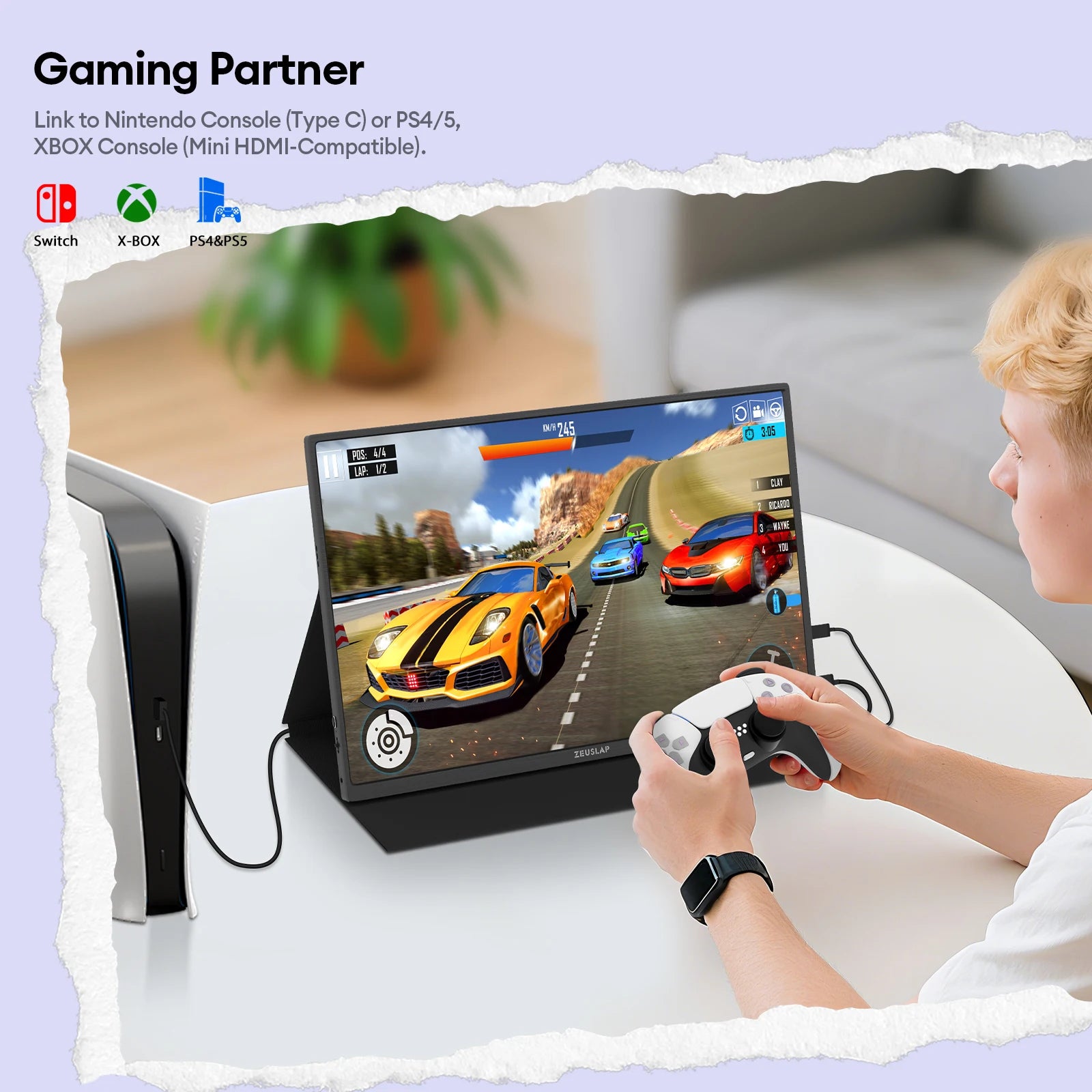 16" 4K Portable Monitor - 3840x2400 UHD IPS Display for Laptop & Gaming - 6